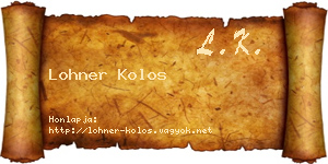 Lohner Kolos névjegykártya